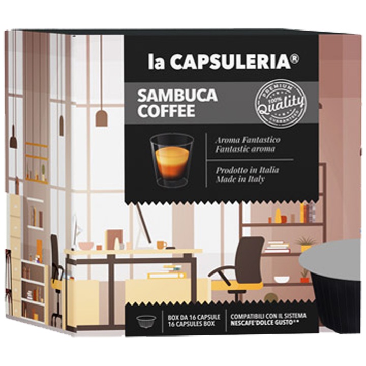 Комплект от 96 капсули кафе Sambuca, съвместими с Nescafe Dolce Gusto, La Capsuleria