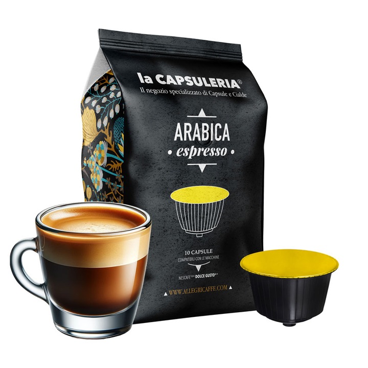 Cafea Arabica Espresso, 10 capsule compatibile Dolce Gusto, La Capsuleria