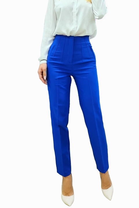 Елегантен панталон ChicMe с висока талия, Индигово синьо, S