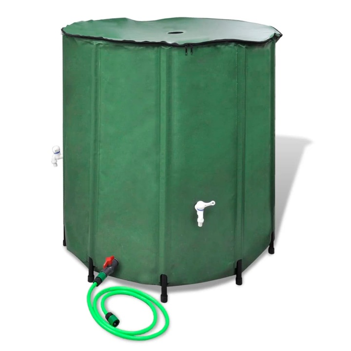 Rezervor de apa de ploaie vidaXL, 750 l, 100 x 100 cm, Verde, PVC