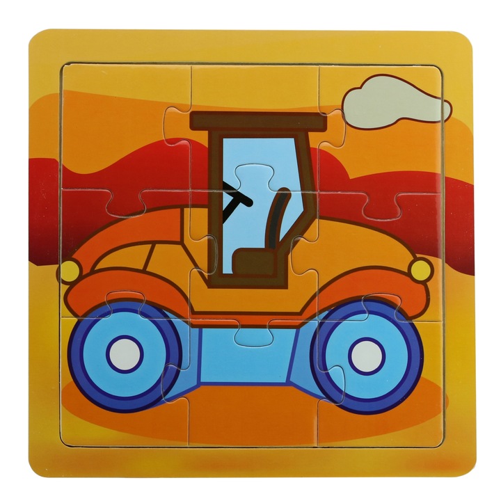 Puzzle Jindo Masinuta, lemn, 10 piese, OnemisFlot