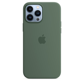 Husa de protectie Apple Silicone Case with MagSafe pentru iPhone 13 Pro Max, Eucalyptus Husa de protectie Apple Silicone Case with MagSafe pentru iPhone 13 Pro Max, Eucalyptus