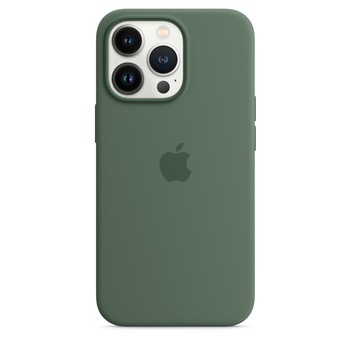 Husa de protectie Apple Silicone Case with MagSafe pentru iPhone 13 Pro, Eucalyptus Husa de protectie Apple Silicone Case with MagSafe pentru iPhone 13 Pro, Eucalyptus