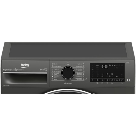 Masina de spalat rufe Beko B3WFU7724MB, 7 kg, 1200 RPM, Clasa D, Recycled Tub, Homewiz Remote Control, Motor ProSmart Inverter, AddXtra, Hygiene+, SteamCure, Gri