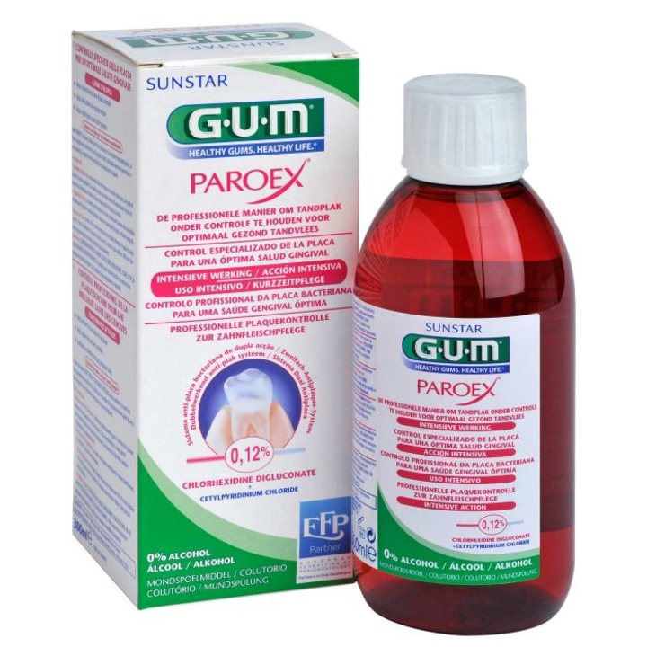 Вода за уста GUM ParoEx, Против възпаление на венците, С хлорхексидин 0.12% и CPC 0.05%, 300 мл