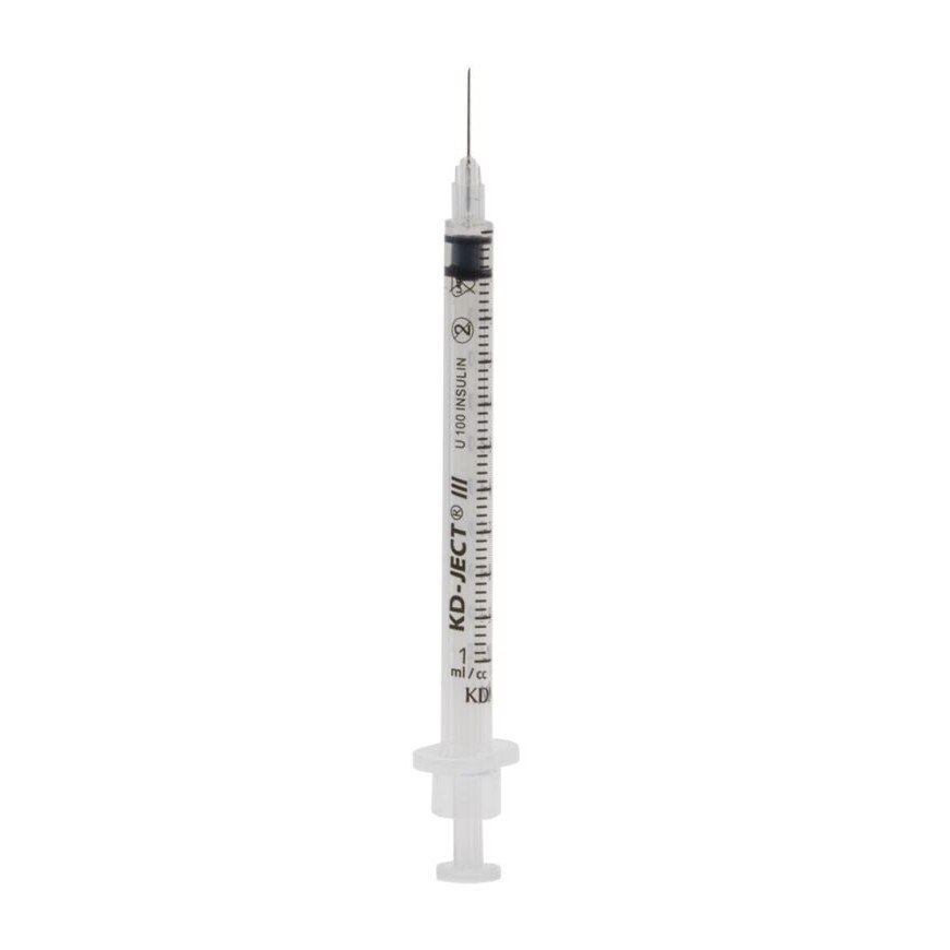 Комплект 100 спринцовки 1ml инсулин, 100U.I. луер лок с игла 0,33х12,7 ...
