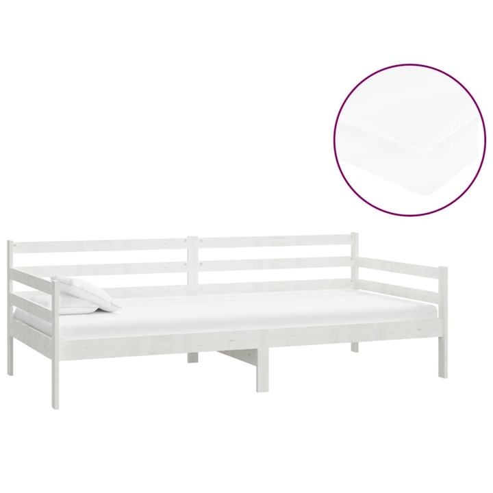 vidaXL fehér tömör fenyőfa dívány matraccal 90 x 200 cm 3083600