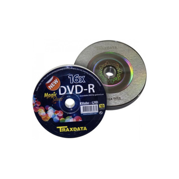 Set 10 DVD-R Traxdata, 4.7Gb, 16X, Magic Silver