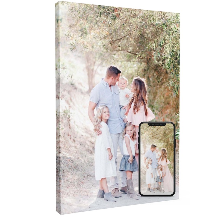 Tablou canvas mare, personalizat cu poza ta, Imagine de Familie, color, print pe panza Premium 70 cm 50 cm