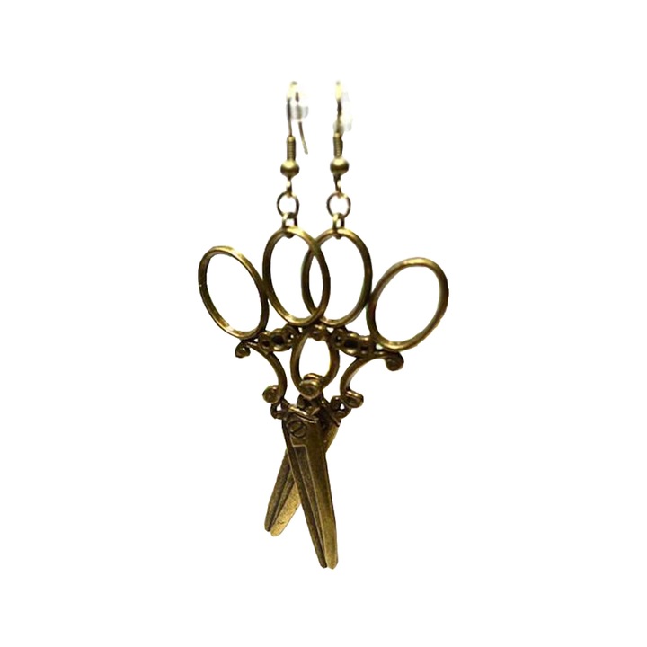Set cercei dama, Model Foarfeca, Bronz metalic