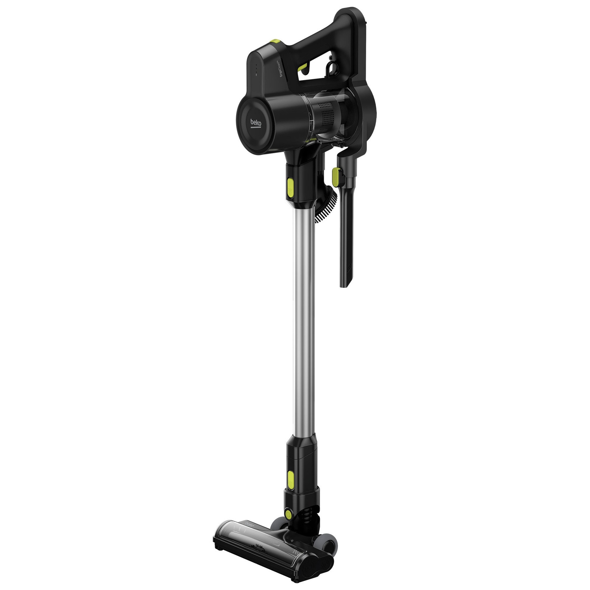 Aspirator Vertical BEKO ErgoClean VRT51225VB, 0.55l, 25.2V, Autonomie maxima 45 min, PerformCyclone, Argintiu-Negru