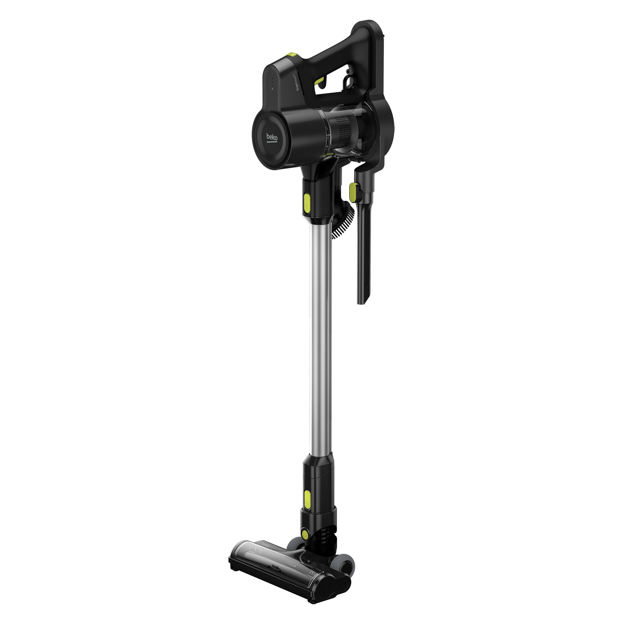 Aspirator Vertical BEKO ErgoClean VRT51225VB, 0.55l, 25.2V, Autonomie maxima 45 min, PerformCyclone, Argintiu-Negru