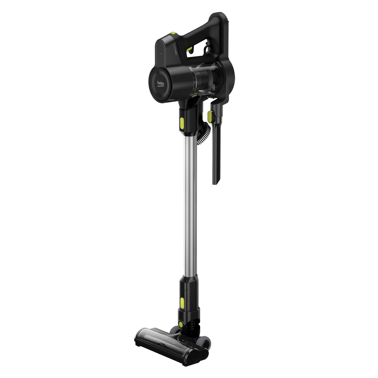 Aspirator Vertical BEKO ErgoClean VRT51225VB, 0.55l, 25.2V, Autonomie maxima 45 min, PerformCyclone, Argintiu-Negru