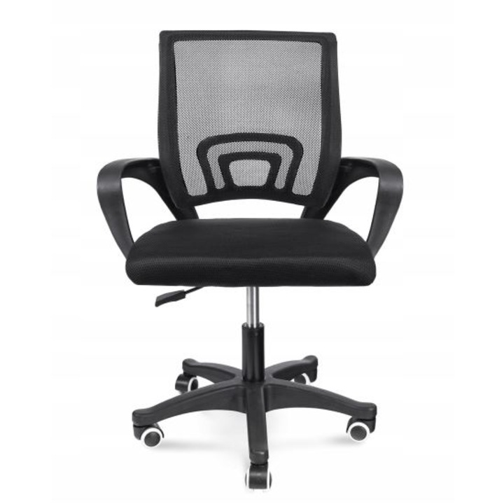 Jumi irodai szék, forgó, hálós, karfa, 63x48x84 / 94 cm, fekete