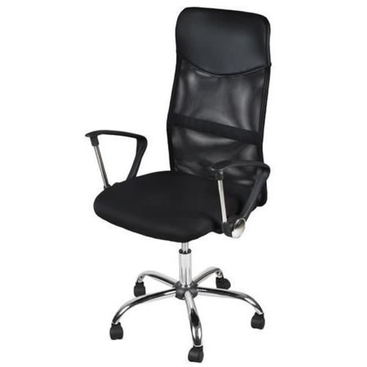 IsoTrade Malatec Irodai szék, forgó, billenő funkció, hálós, acél, fekete, max. 130 kg, 60 x 60 x 111 / 121 cm
