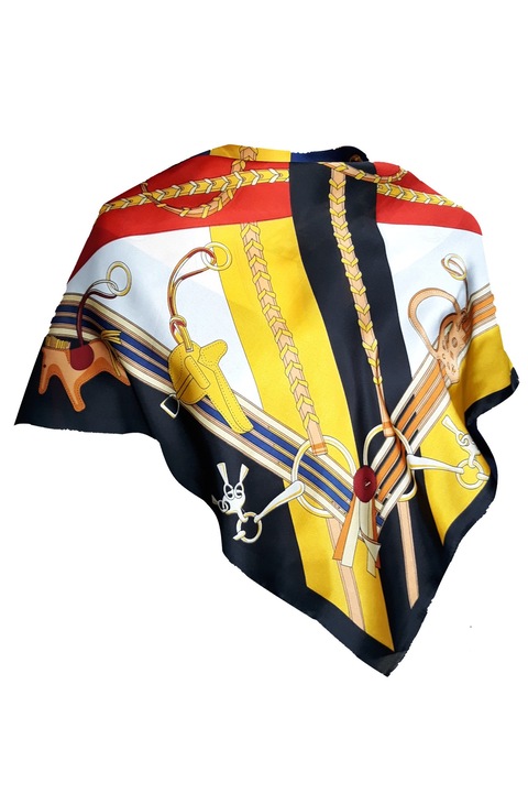 Дамски шал, разнообразна щампа,, Черен/Синапено жълто, 70x70 см/70 x 70 cm