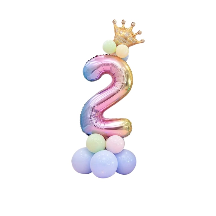 Kit aranjament din baloane, cifra 2, multicolor