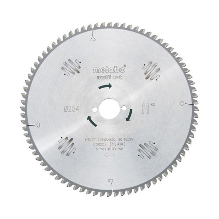 Disc fierastrau circular, Ø254x2,4x30 mm, 80 dinti, Metabo
