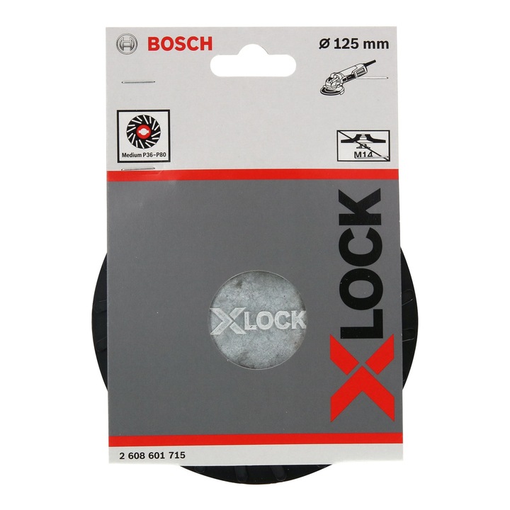 Suport dur pentru disc abraziv 125 mm cu X-LOCK, Bosch, slefuire medie