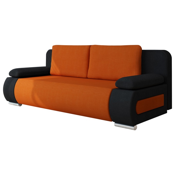 Canapea Ernas, MIRJAN24, negru / portocaliu, 92x200x77 cm