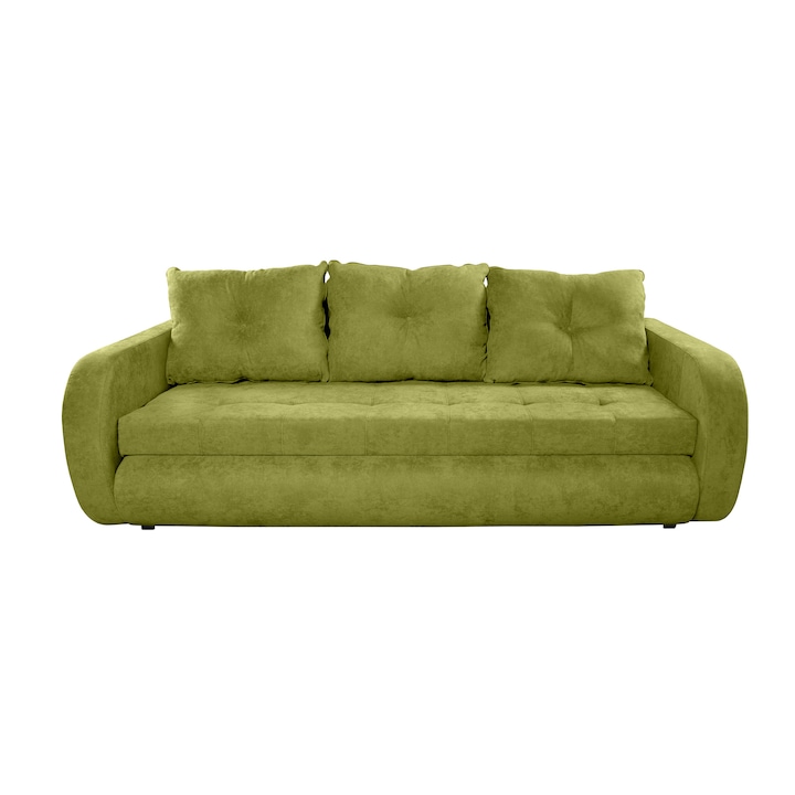 Разтегателен диван Bedora Siena, 3 места, Кутия за съхранение, 230 x 97 x 78 см, Зелен