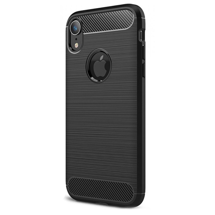Калъф за Apple iPhone XR, TPU Ultra Protect Slim Anti-Shock, Carbon Fiber, силикон, черен