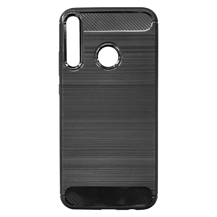 Husa de silicon pentru Huawei P40 Lite E, Fibra de Carbon, Negru