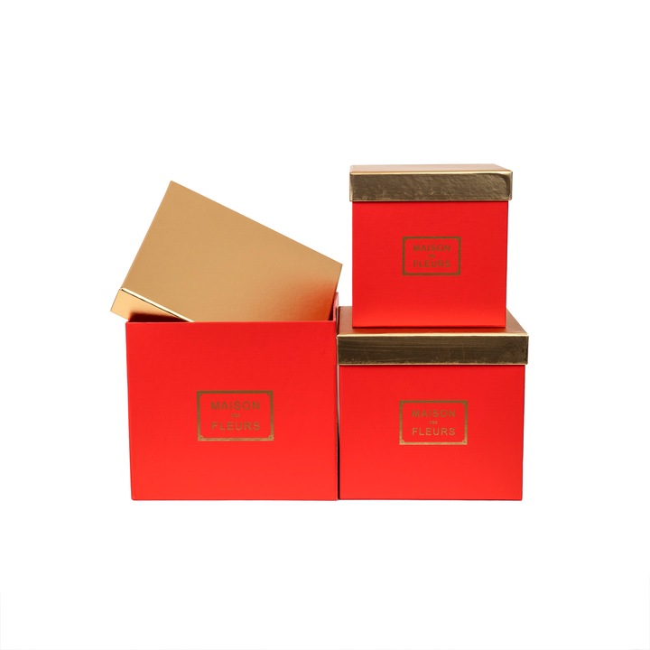 Комплект от 3 квадратни кутии / CD3317_Red
