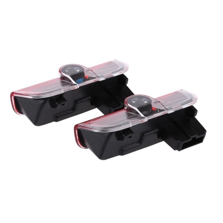 Set 2 lampi led cu proiector logo R-line VW Passat, Jetta, Golf, CC, Tiguan, Tuareg, Sharan