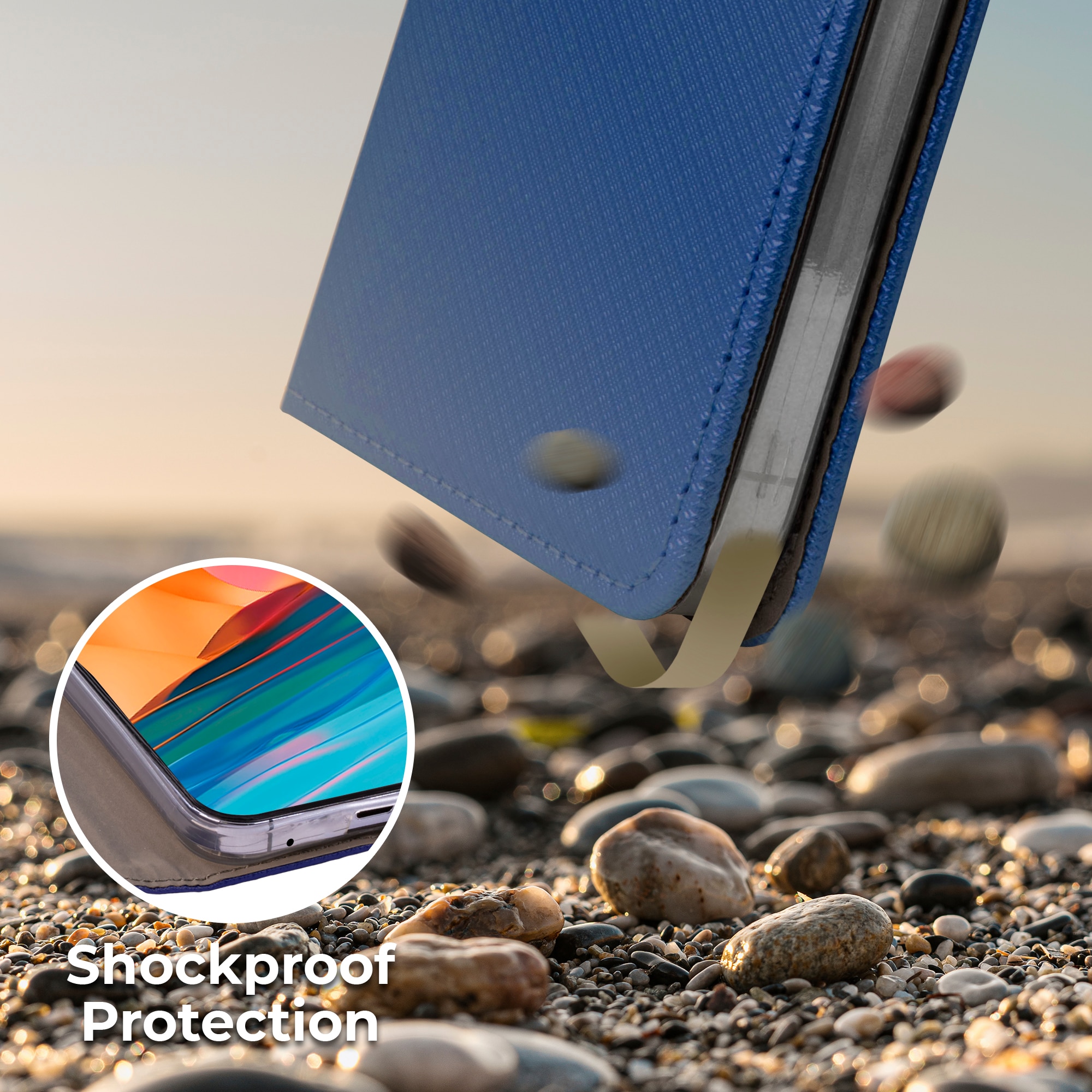 Husa pentru telefon, Moozy, Flip On, pentru Xiaomi Redmi Note 10 Pro, Xiaomi Redmi Note 10 Pro Max, Albastru inchis, Piele ecologica