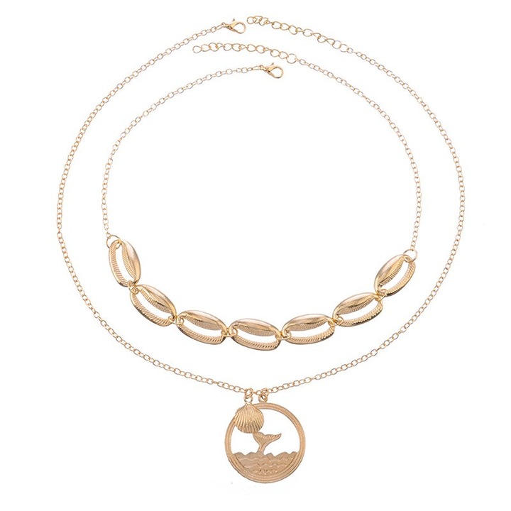 Set 2 coliere, aurii, cu scoici metalice, Malina C26, Pursehuit