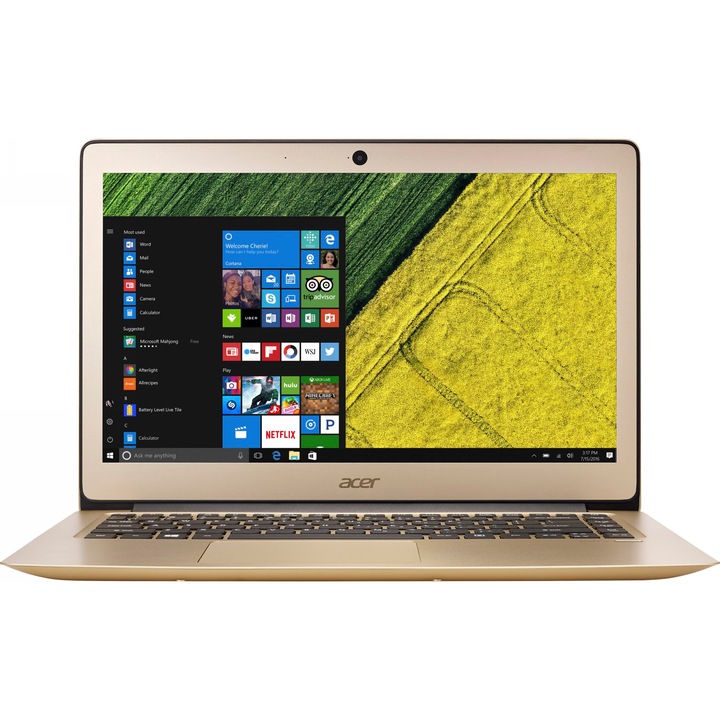 Ultrabook Acer Swift SF314-51-55JQ cu procesor Intel® Core™ i5-6200U 2.30 GHz, Skylake™, 14", Full HD, 8GB, 256GB SSD, Intel® HD Graphics, Microsoft Windows 10 Home, Gold