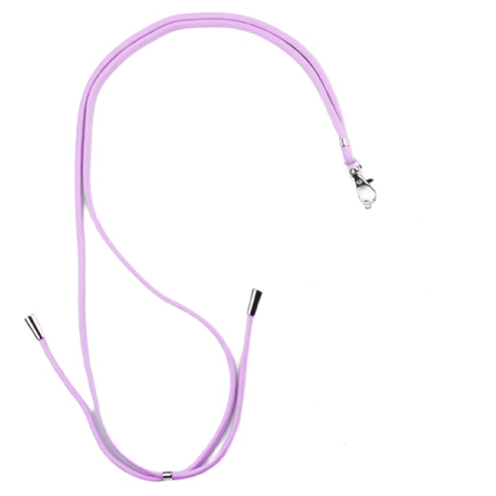 Snur telefon cu prindere tip mini carabiniera pentru husa, ajustabil, textil, 150 cm, Lila