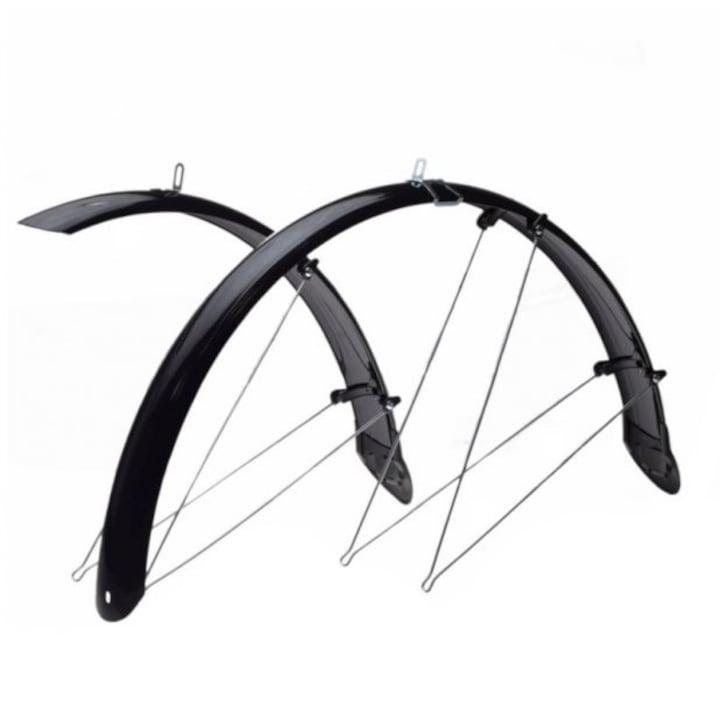 Set 2 aparatori noroi fata/spate bicicleta 26", latime 53 mm, culoare negru, material PVC