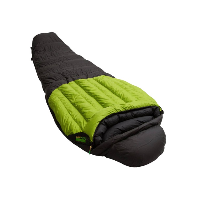 Sac de dormit Lowland, Glacier, Nailon, Negru/Verde, 230 x 80 cm