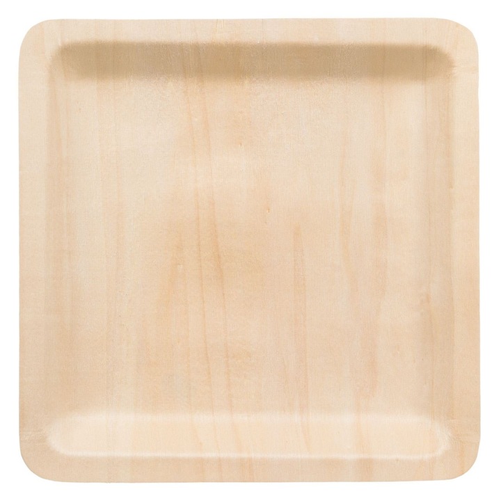Set Farfurii Lemn Green Home, Dimensiuni 23x23cm, 6 Bucati