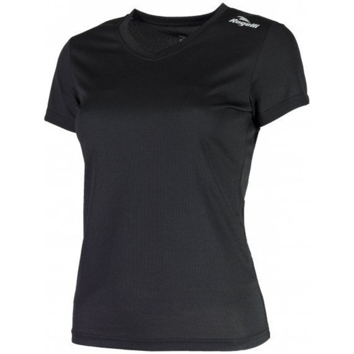 Tricou sport, Rogelli, logo pe umar, Poliester, Negru