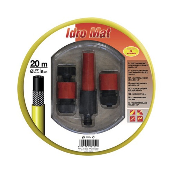 Комплект градински маркуч 1/2 цола, 20 м, антиводораслен, PVC