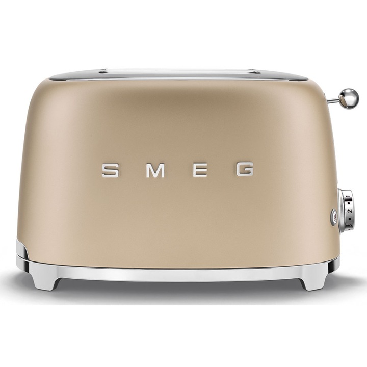 Тостер Smeg TSF01CHMEU, 50's Style, 950 W, 2 филии, 6 нива на препичане, Шампанско
