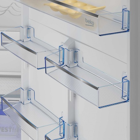 Combina frigorifica incorporabila BEKO BCNE400E40SN, 370 l, No Frost, Raft sticle, HarvestFresh, Display touch control, Clasa E, H 194 cm, Alb