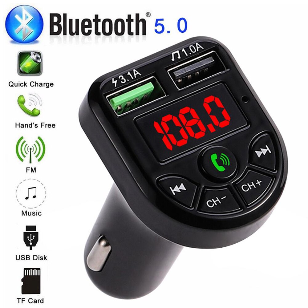 Modulator FM Care 5, Wireless auto, Bluetooth 5.0 cu afisaj LED, MP3