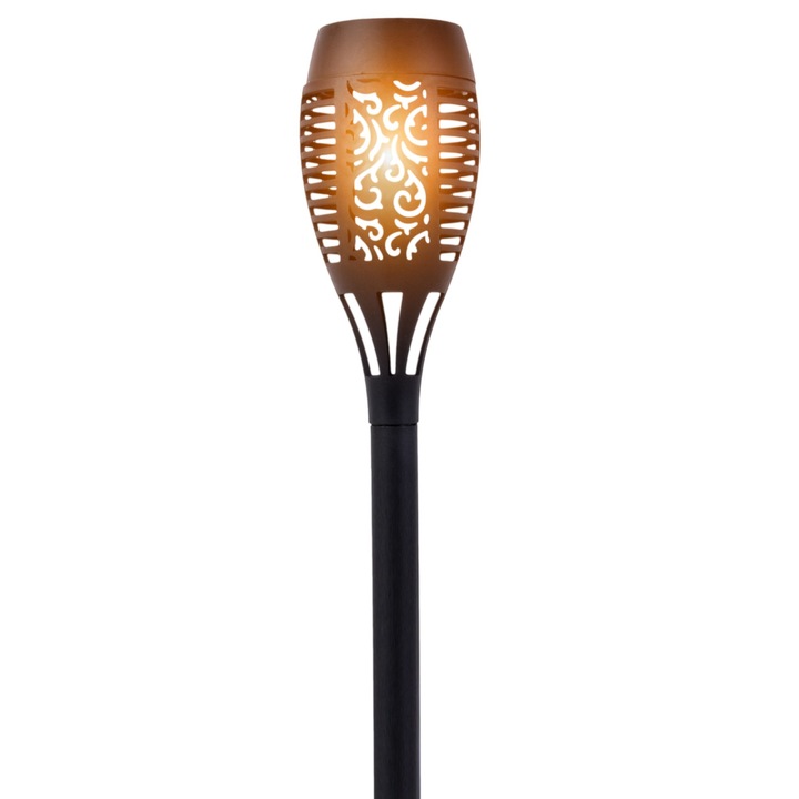 Lampa solara CALI 10 LED-uri galbene, decor flacara, H 45.5 cm