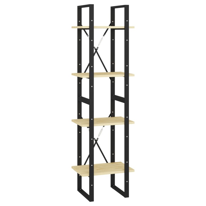 Biblioteca cu 4 rafturi vidaXL, 40x30x140 cm, lemn masiv de pin, 9.6 kg 806422