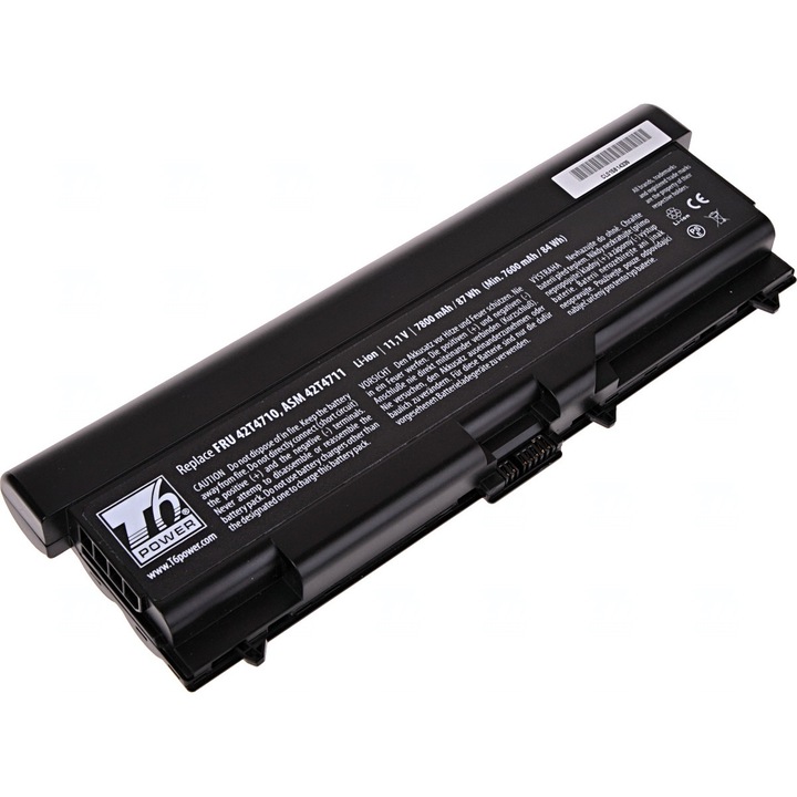 Baterie T6 Power compatibil cu Lenovo ThinkPad T410, T510 series, 7800mAh, 87Wh, 9cell