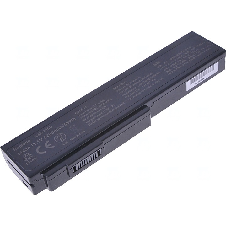 T6 Power akkumulátor Asus N43SL készülékhez, Li-Ion, 11,1 V, 5200 mAh (58 Wh), fekete