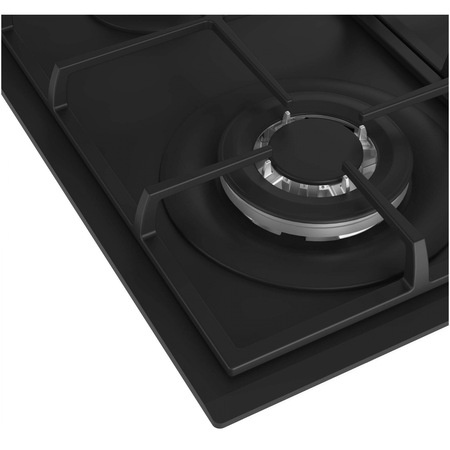 Plita incorporabila Beko HIYG64225SBO, Gaz, 4 arzatoare, Wok, Gratar din fonta, 60 cm, Negru