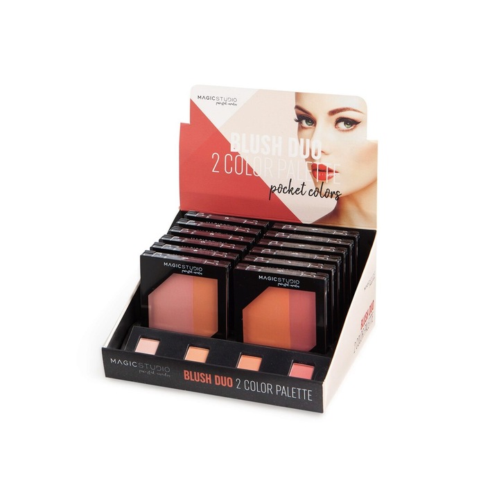 Set 12 bucati Fard de obraz Duo, Pocket Colors, Magic Studio, 10 g