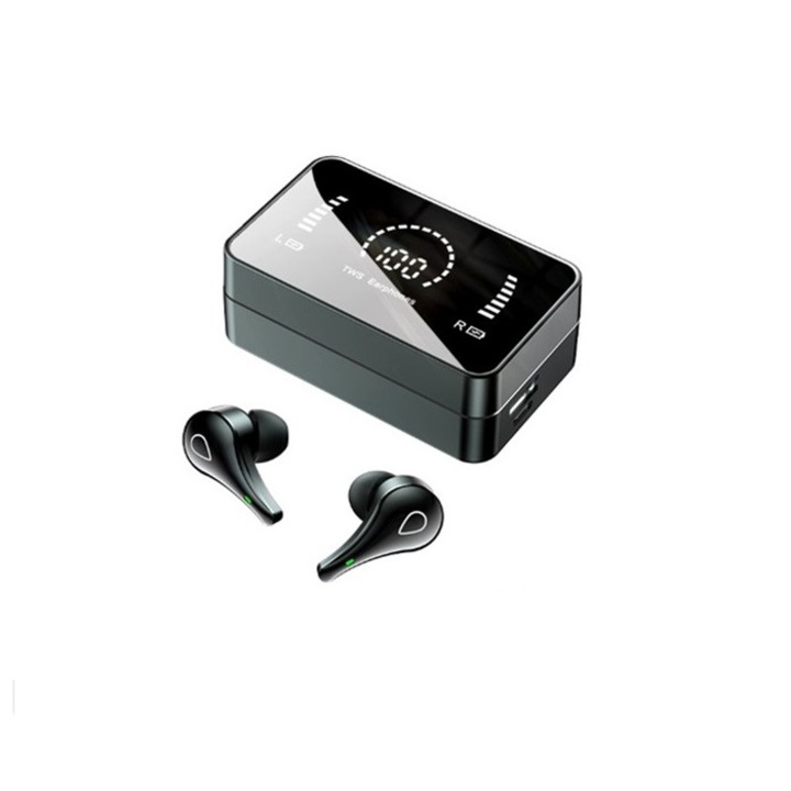 AlianX H3, Vezeték nélküli fülhallgató, Sport vízálló fejhallgató mikrofonnal, Bluetooth 5.0, Touch control, Fekete
