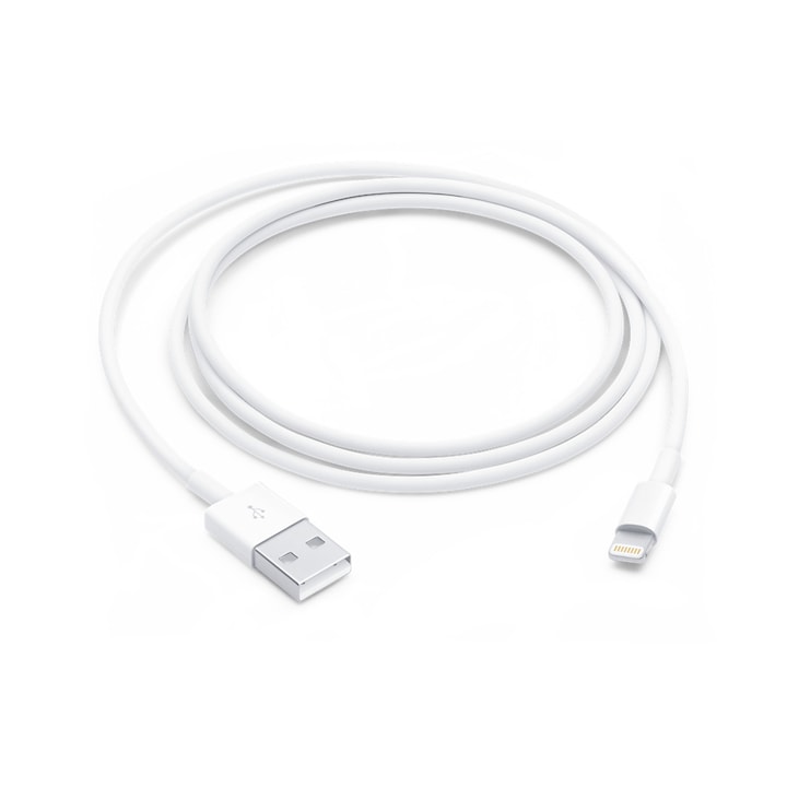 Cablu de date si incarcare Apple, USB-A la Lightning, lungime 2m, Alb