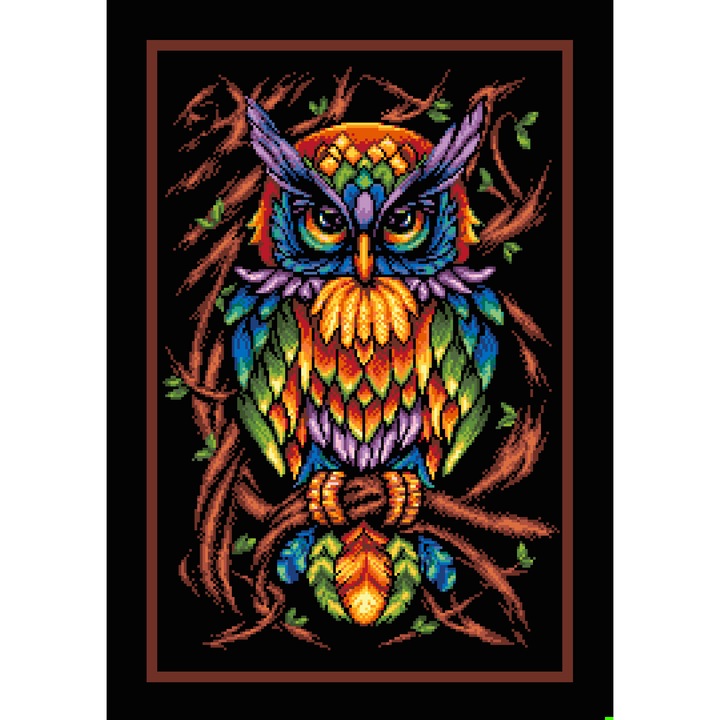 Goblen Bufnita curcubeu, Rogoblen, kit goblen cu panza imprimata, fire mouline